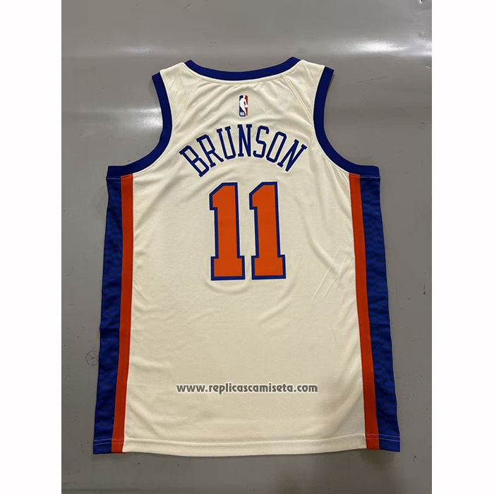 Camiseta New York Knicks Jalen Brunson NO 11 Ciudad 2025-26 Crema